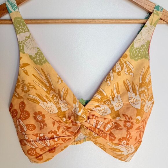 Size M Colorful Pink/Yellow Floral Farm Rio Crop Top - Picture 1 of 4